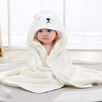 Hochwertiges Kapuzenhandtuch-Set mit Baby-Tiermotiv aus Flanell und Plüsch für Babys