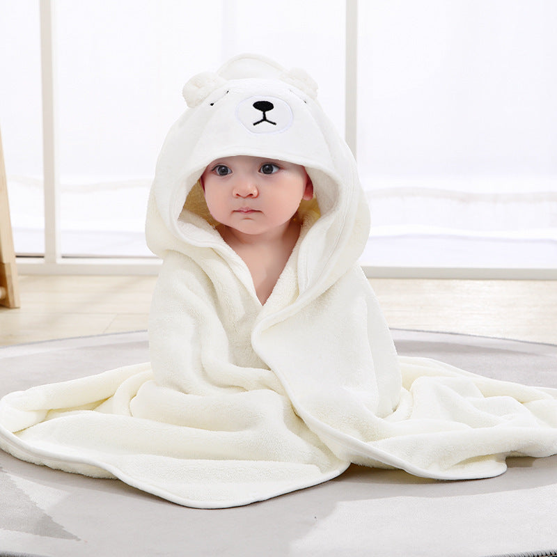 Hochwertiges Kapuzenhandtuch-Set mit Baby-Tiermotiv aus Flanell und Plüsch für Babys