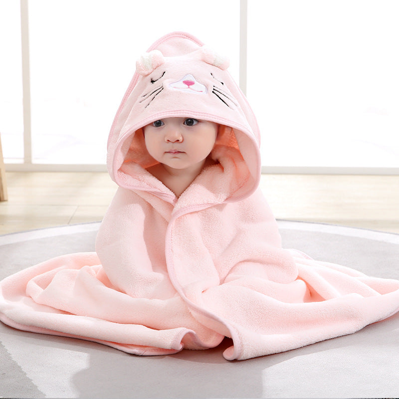Hochwertiges Kapuzenhandtuch-Set mit Baby-Tiermotiv aus Flanell und Plüsch für Babys
