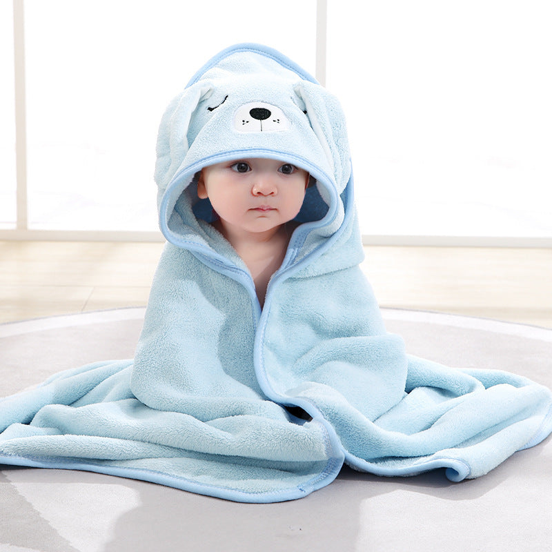 Hochwertiges Kapuzenhandtuch-Set mit Baby-Tiermotiv aus Flanell und Plüsch für Babys