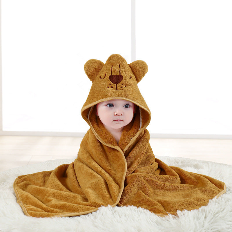 Hochwertiges Kapuzenhandtuch-Set mit Baby-Tiermotiv aus Flanell und Plüsch für Babys