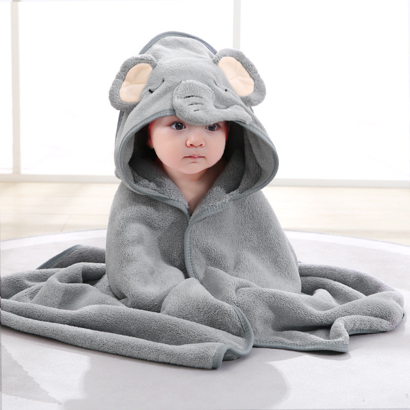 Hochwertiges Kapuzenhandtuch-Set mit Baby-Tiermotiv aus Flanell und Plüsch für Babys