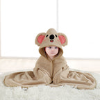 Hochwertiges Kapuzenhandtuch-Set mit Baby-Tiermotiv aus Flanell und Plüsch für Babys