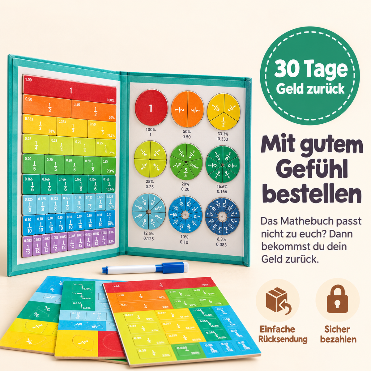 Magnetisches Mathebuch - Bruchrechnen leicht gemacht