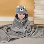 Hochwertiges Kapuzenhandtuch-Set mit Baby-Tiermotiv aus Flanell und Plüsch für Babys