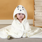 Hochwertiges Kapuzenhandtuch-Set mit Baby-Tiermotiv aus Flanell und Plüsch für Babys
