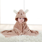 Hochwertiges Kapuzenhandtuch-Set mit Baby-Tiermotiv aus Flanell und Plüsch für Babys
