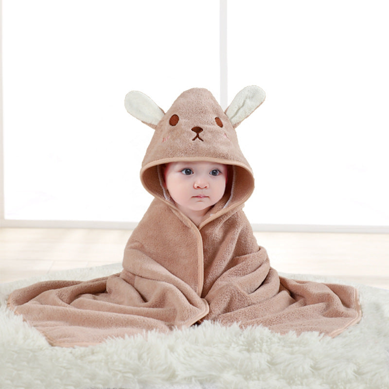Hochwertiges Kapuzenhandtuch-Set mit Baby-Tiermotiv aus Flanell und Plüsch für Babys
