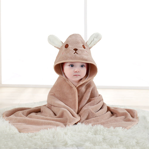 Hochwertiges Kapuzenhandtuch-Set mit Baby-Tiermotiv aus Flanell und Plüsch für Babys